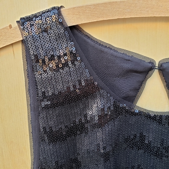 BCBGMaxAzria Black NERA Sequin Open Back Dress -10 - Picture 5 of 16